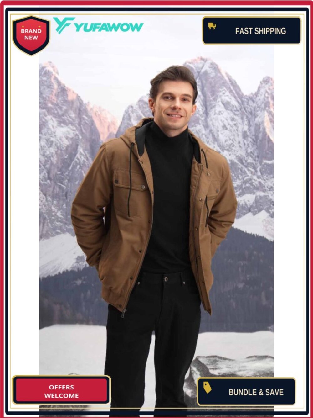 Men's Detroit Fleece Lined Work Jacket Heavy Duty Winter Outdoor - Picture 6 of 6